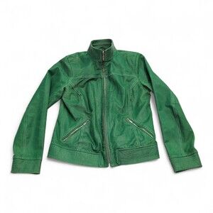 Bradley Bayou Green Leather Moto Jacket XS